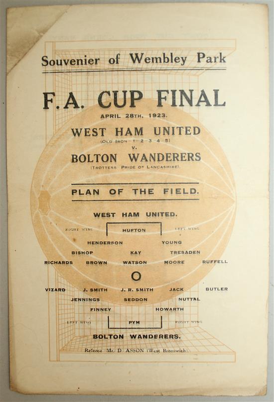 First Wembley FA cup final unofficial programme 1923,